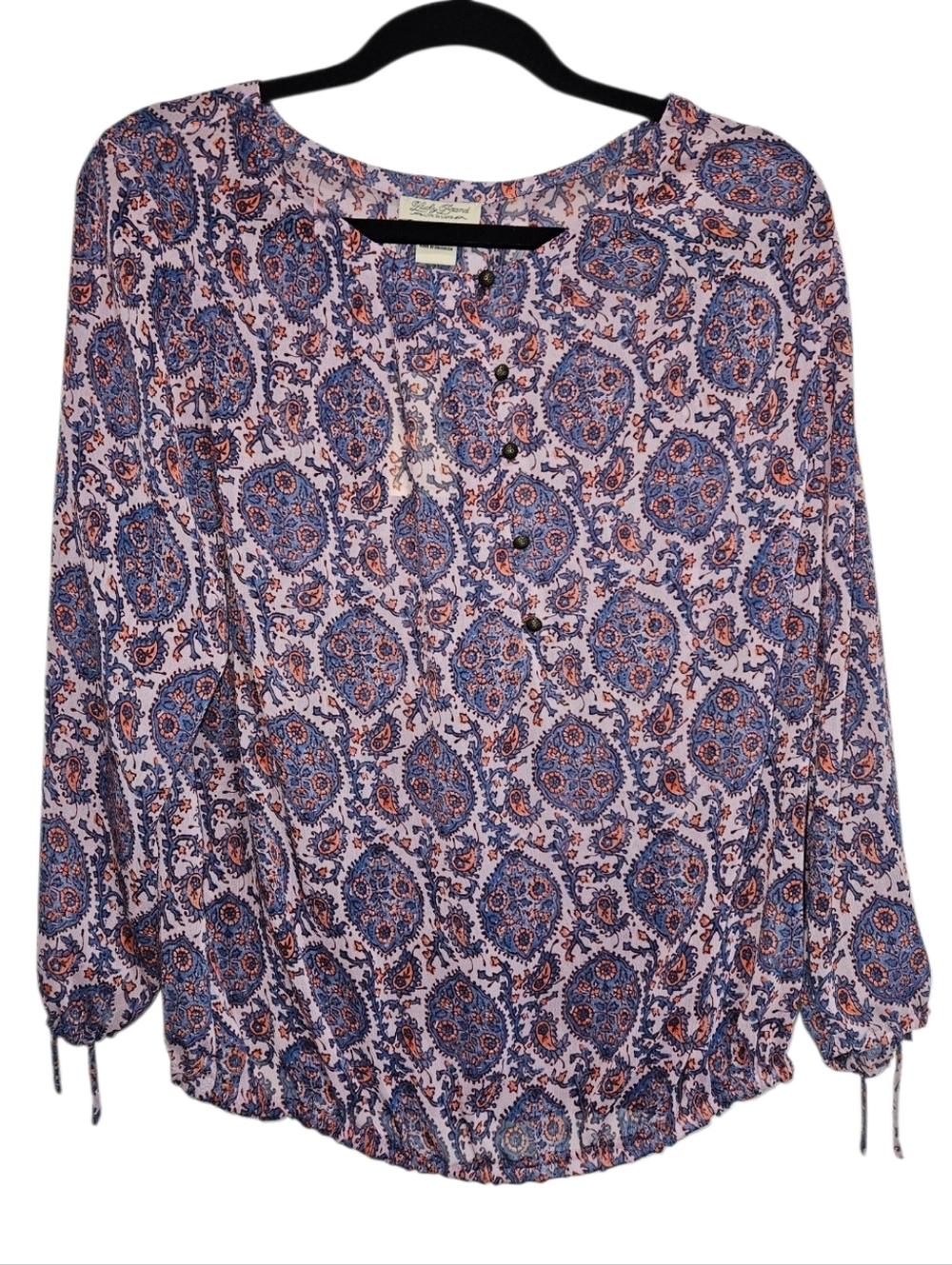 NWT! Lucky Brand Paisley Button Front Blouse Women's Medium Pink Purple NEW